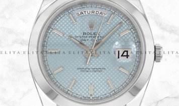 Rolex Day-Date 40 228206-0004 Platinum Ice Blue Diagonal Motif Dial