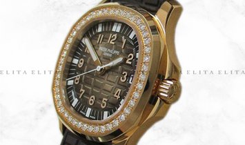 Patek Philippe Aquanaut 5068R-001 Rose Gold Diamond Bezel Chocolate Brown Dial