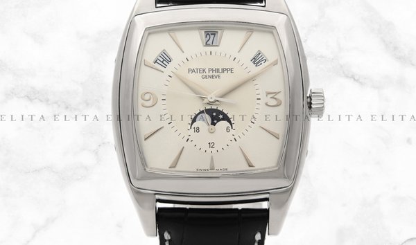 Patek Philippe Gondolo 5135G-001 Annual Calendar White Gold Silver Dial Black Leather Band (11134647)