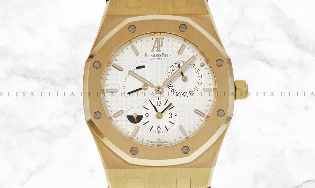 Audemars Piguet Royal Oak 26120OR.OO.D088CR.01 Rose Gold Silver Tapisserie Dial Leather Band
