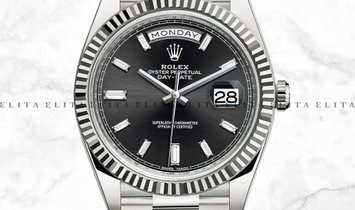 Rolex Day-Date 40 228239-0005 18K White Gold with Diamond Set Black Dial