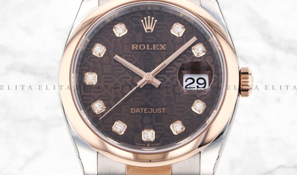 Rolex Datejust 36 126201-0026 Everose Rolesor with Diamond Set Chocolate Jubilee Dial (11148209)