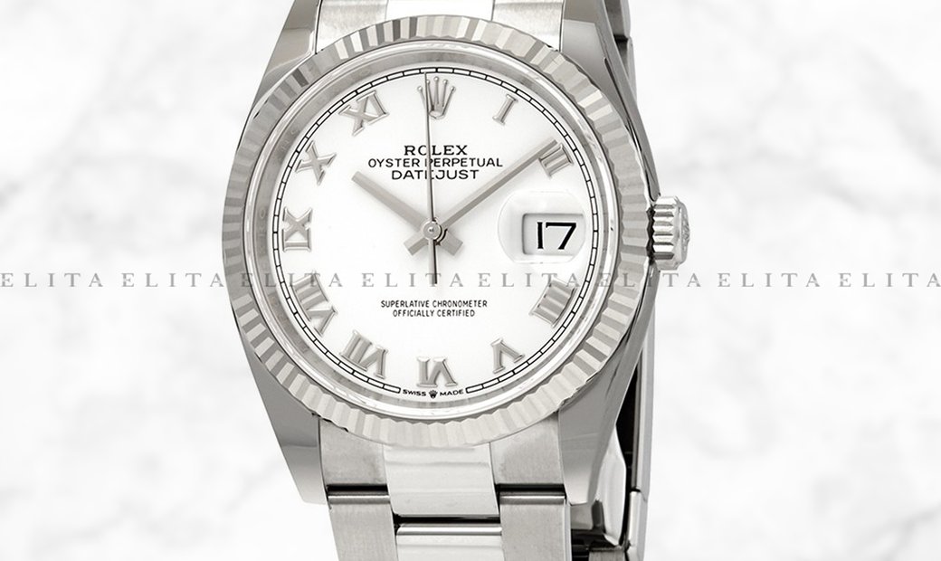Rolex Datejust 36 126234-0026 Oystersteel and White Gold White Dial Roman Numerals Oyster Bracelet