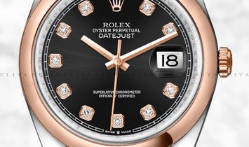 Rolex Datejust 36 126201-0020 Oystersteel and Everose Gold Diamond Set Black Dial Oyster Bracelet