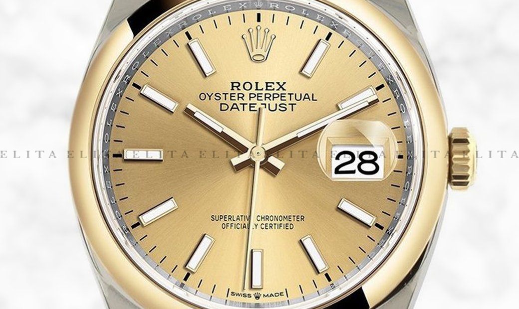 Rolex Datejust 36 126203-0016 Oystersteel and Yellow Gold Champagne Coloured Dial Oyster Bracelet