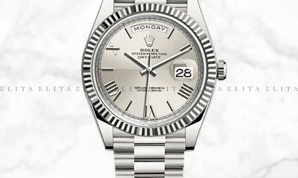 Rolex Day-Date 40 228239-0006 White Gold with Silver Quadrant Motif Dial
