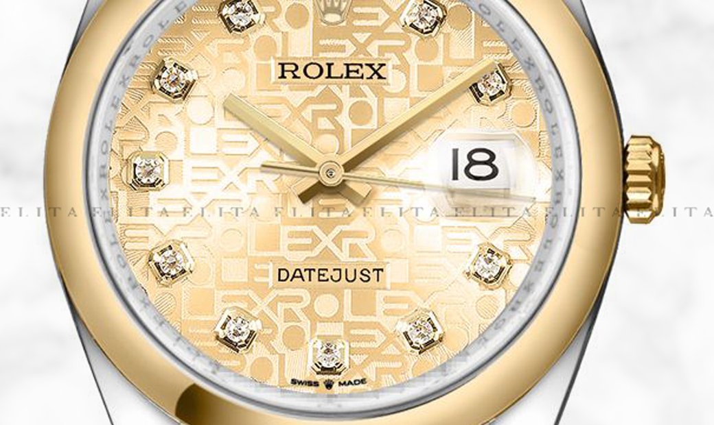 Rolex Datejust 36 126203-0033 Yellow Rolesor Diamond Set Champagne Coloured Jubilee Motif Dial 