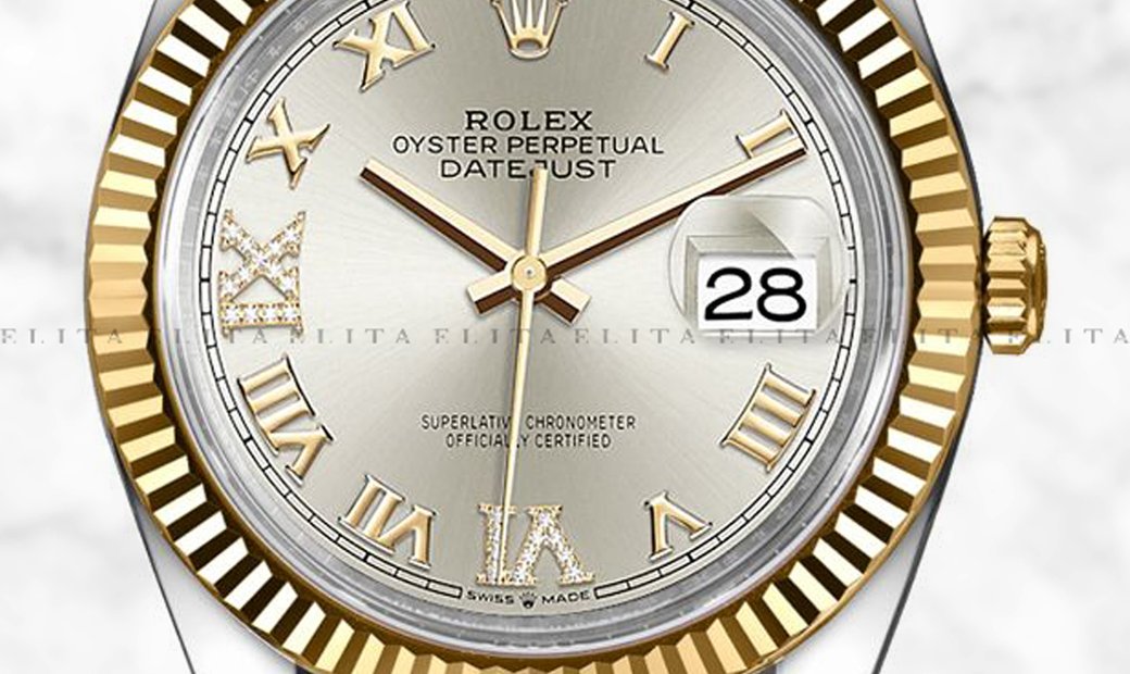 Rolex Datejust 36 126233-0032 Yellow Rolesor Diamond Set Silver Dial with Roman Numerals 