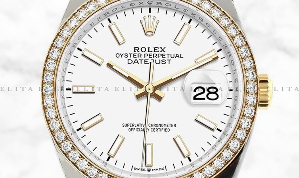 Rolex Datejust 36 126283RBR-0005 Yellow Rolesor White Dial Diamond Bezel Jubilee Bracelet