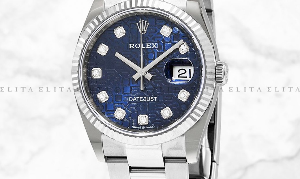 Rolex Datejust 36 126234-0012 White Rolesor Diamond Set Blue Jubilee Design Dial Oyster Bracelet