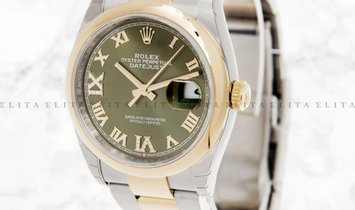 Rolex Datejust 36 126203-0026 Yellow Rolesor Diamond Set Olive Green Dial Oyster Bracelet