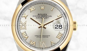 Rolex Datejust 36 126203-0031 Yellow Rolesor Diamond Set Roman Numerals Silver Dial Jubilee Bracelet