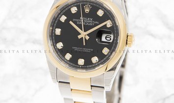 Rolex Datejust 36 126203-0022 Oystersteel and Yellow Gold Diamond Set Black Dial Oyster Bracelet