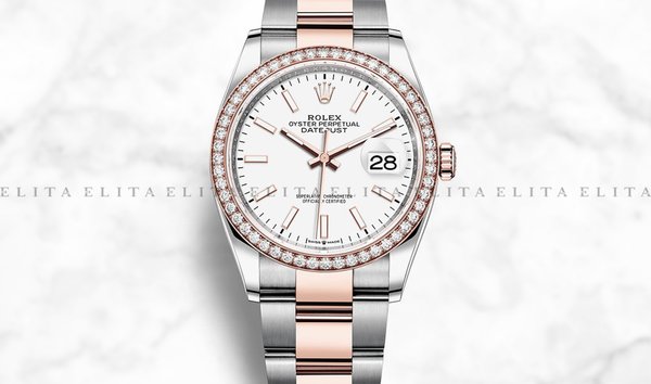 Rolex Datejust 36 126281RBR-0006 Everose Rolesor White Dial Diamond Set Bezel (11157786)