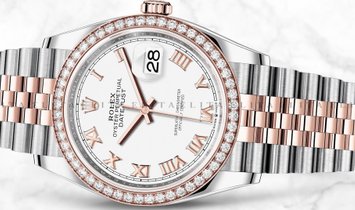 Rolex Datejust 36 126281RBR-0003 Oystersteel and Everose Gold White Dial Diamond Bezel