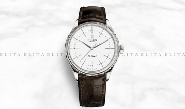 Rolex Cellini Time 50509-0017 18K White Gold 39mm White Dial with Double Bezel (11160252)