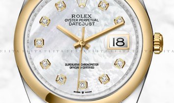 Rolex Datejust 36 126203-0023 Yellow Rolesor Diamond Set White Mother of Pearl Dial Jubilee Bracelet