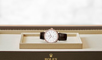 Rolex Cellini Time 50505-0020 18K Everose Gold 39 mm White Dial with Double Bezel 