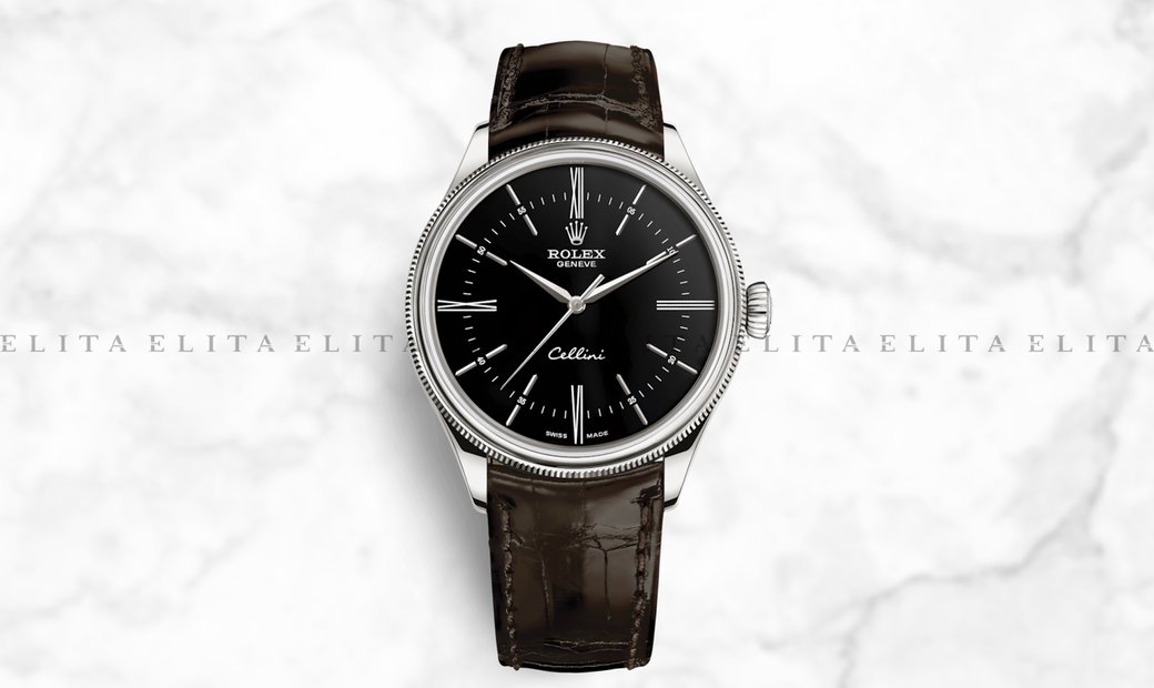 Rolex Cellini Time 50509-0022 18Ct White Gold 39mm Black Dial with Double Bezel