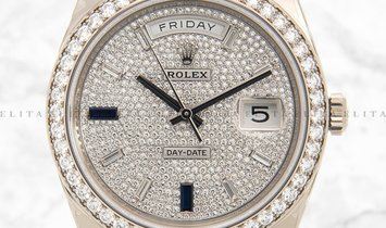 Rolex Day-Date 40 228349RBR-0036 18 Ct White Gold Diamond Paved Dial Diamond Set Bezel