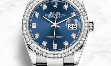 Rolex Datejust 36 126284RBR-0030 Oystersteel and White Gold Diamond Set Blue Dial