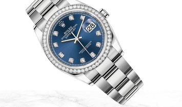 Rolex Datejust 36 126284RBR-0030 Oystersteel and White Gold Diamond Set Blue Dial
