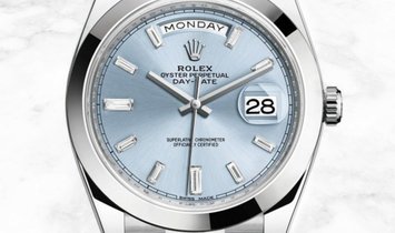 Rolex Day-Date 40 228206-0002 Platinum Diamond Set Ice Blue Dial President Bracelet