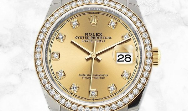 Rolex Datejust 36 126283RBR-0003 Yellow Rolesor Diamond Set Champagne Colour Dial Diamond Bezel (11191557)