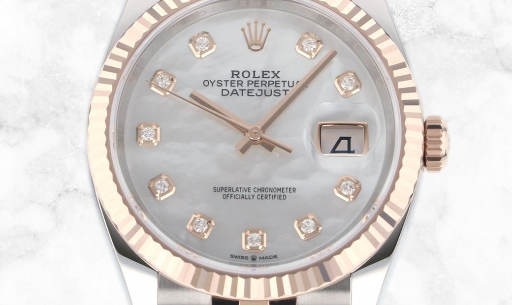 Rolex Datejust 36 126231-0021 Everose Rolesor Diamond Set White MOP Dial Jubilee Bracelet