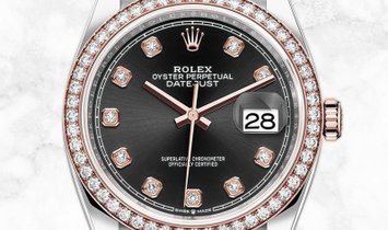 Rolex Datejust 36 126281RBR-0008 Everose Rolesor Diamond Set Black Dial Diamond Bezel 