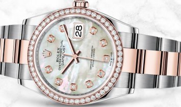 Rolex Datejust 36 126281RBR-0010 Everose Rolesor White Mother of Peal Dial Diamond Set