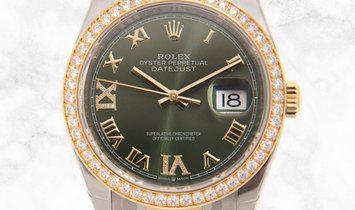 Rolex Datejust 36 126283RBR-0012 Oystersteel and Yellow Gold Diamond Set Olive Green Dial