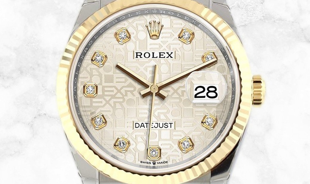 Rolex Datejust 36 126233-0027 Yellow Rolesor Diamond Set Silver Jubilee Dial Jubilee Bracelet