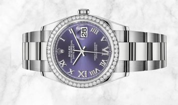 Rolex Datejust 36 126284RBR-0014 White Rolesor Diamond Set Bezel and Aubergine Dial Oyster Bracelet