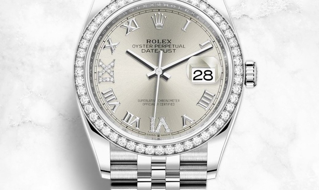 Rolex Datejust 36 126284RBR-0021  White Rolesor Diamond Set Silver Dial and Bezel Jubilee Bracelet