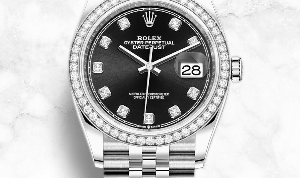 Rolex Datejust 36 126284RBR-0019 White Rolesor Diamond Set Black Dial Diamond Bezel Jubilee Bracelet