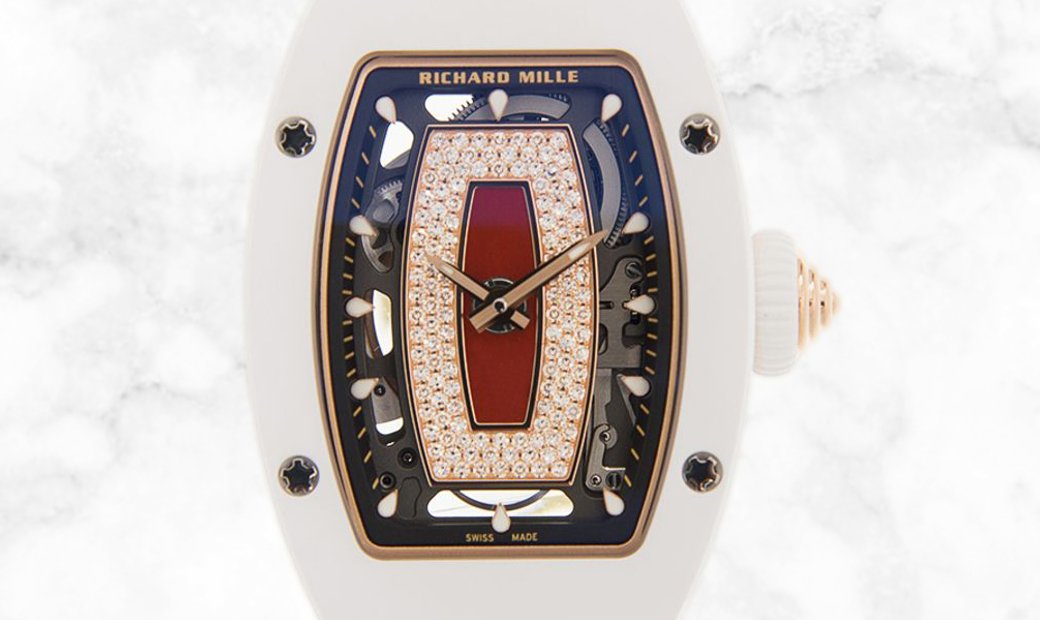 Richard Mille RM 07-01 White Ceramic Red Jasper Insert Diamond Dial