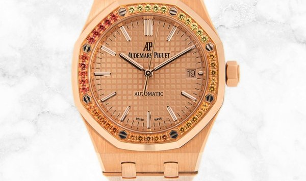 Audemars Piguet Royal Oak 15451OR.YY.1256OR.01 in Pink Gold with Orange Sapphire Bezel (11229387)