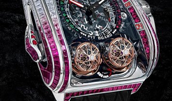 Jacob & Co. 捷克豹 [NEW] Twin Turbo Furious Baguette in White Diamonds and Ruby TT800.30.BB.UA.A