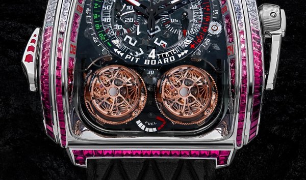 Jacob & Co Twin Turbo Furious Baguette in White Diamonds and Ruby TT800.30.BR.UA.A (11236687)