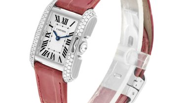 CARTIER TANK ANGLAISE SILVER FLINQUE DIAL REF WT100015