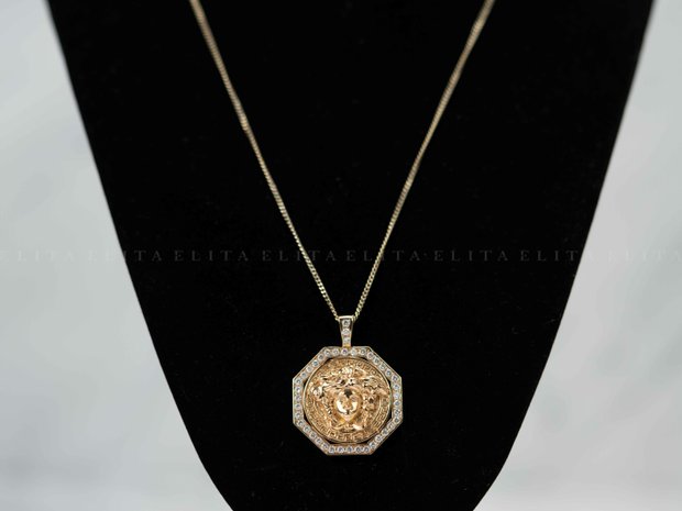 14kt Rose Gold Versace Medusa Diamond Pendant And Chain (11252093)
