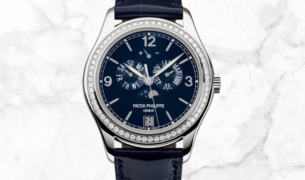 Patek Philippe Complications 5147G-001 Annual Calendar in White Gold Navy Blue Dial Diamond Bezel (11253659)