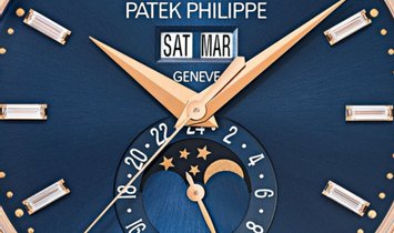 Patek Philippe Complications 5396R-015 Annual Calendar Moon Phases Rose Gold Diamond Set Blue Dial