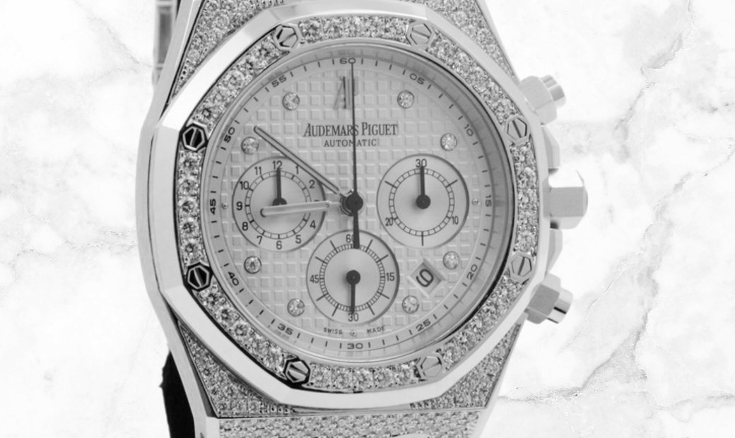 Audemars Piguet 25967BC.ZZ.1185BC.01 Royal Oak Chronograph Diamond Set 18K White Gold Silvered Dial