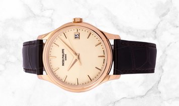 Patek Philippe Calatrava 5227R-001 Date and Sweep Seconds in Rose Gold Ivory Lacquered Dial