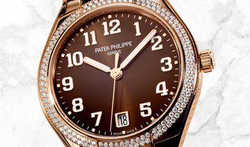 Patek Philippe Twenty-4  7300/1200R-001 Rose Gold Brown Sunburst Dial Diamond Bezel