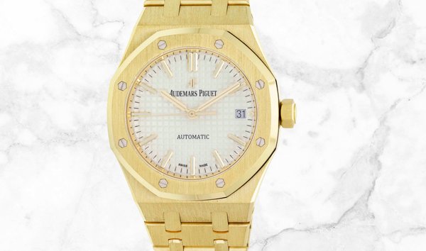Audemars Piguet 15450BA.OO.1256BA.01 Royal Oak Selfwinding 18K Yellow Gold Silver-Toned or Blue Dial (11286424)