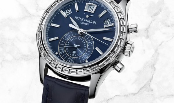 Patek Philippe Complications 5961P-001 Chronograph Annual Calendar Platinum Diamond Bezel Blue Dial (11286755)