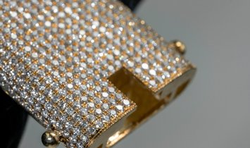 23ct Cuban Bracelet in 9K Yellow Gold Diamond Set by ELITA
